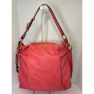 Coach Madison Phoebe Coral Pink Pebbled Leather Hobo Bag 21224 Womens
